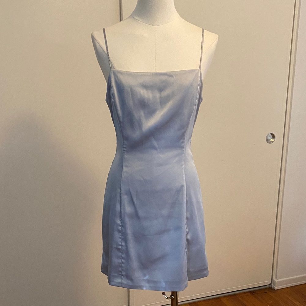 Sunday Best Shimmer Satin Squareneck Micro Dress Size 6 - Picture 3 of 16